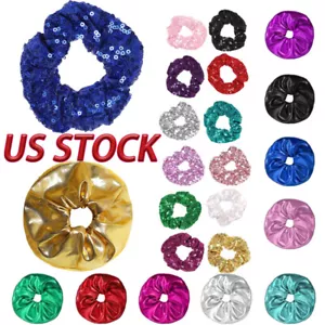 Girls Shiny Sequin Elastic Hair Ties Hairband Rope Scrunchie Holder Hairband - Picture 1 of 132