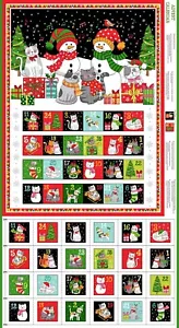 SANTA PAWS ADVENT CHRISTMAS CALENDAR PANEL 100% cotton fabric print by Makower - Picture 1 of 2