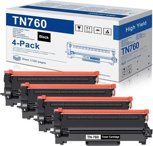 4PK TN760 Toner Compatible with Brother MFC-L2710DW HL-L2350DW L2325DW TN730 Lot - Picture 1 of 6