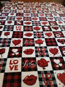 Throw Blanket 50x60 Super Soft Hearts Lips flowers Love ROMROL New - Picture 1 of 4