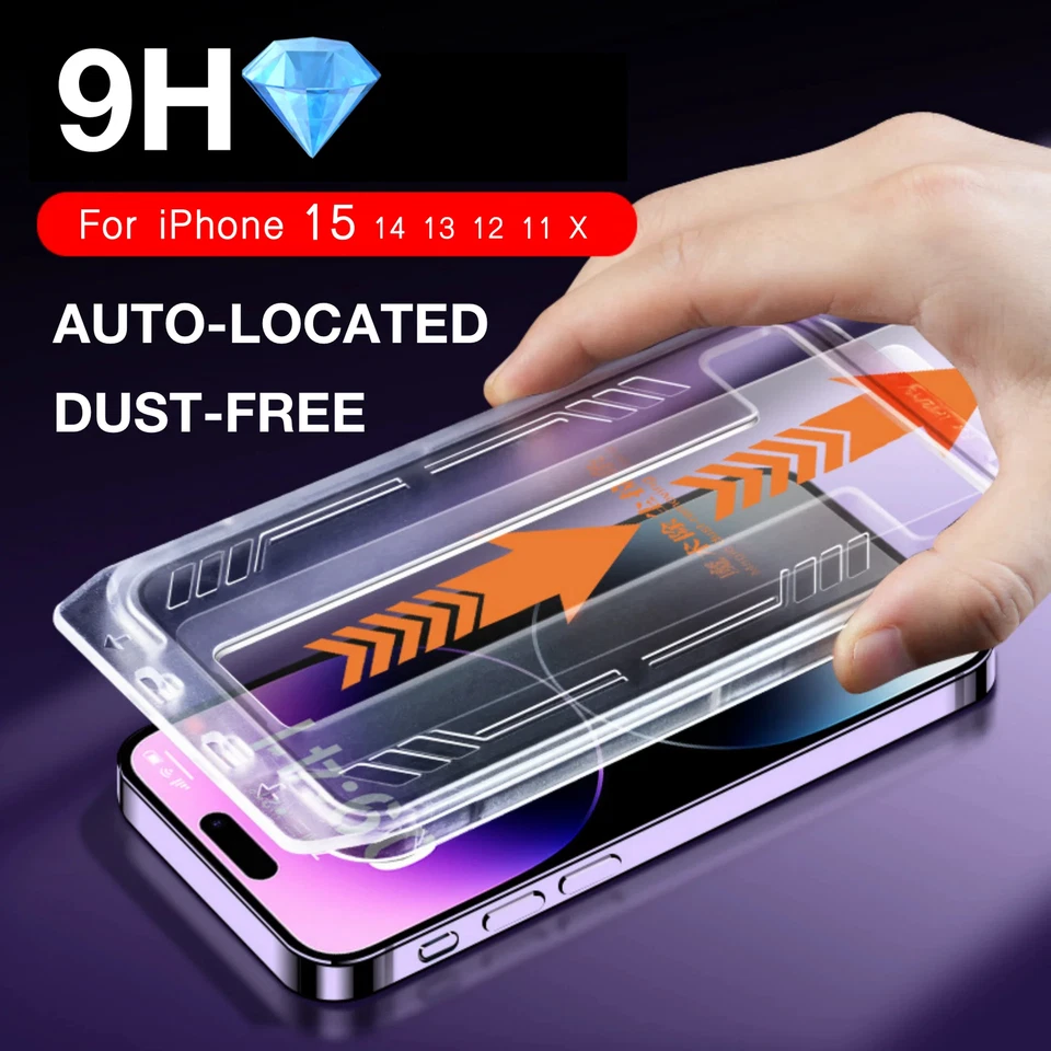 Easy instal Screen Protector for iPhone 17 16 15 14 13 12 Pro Max Tempered Glass - Image 1 of 4