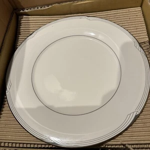 Noritake Sterling Cove Dinner Plates 10 5/8" 7720 Silver Trim Set of 6 New ++ - Picture 1 of 9