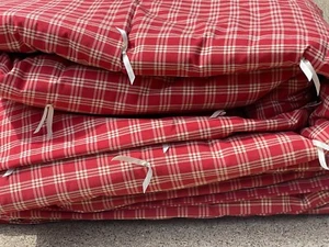 CUTEST Red Country PLAID Handmade *KING Bedspread COVERLET Patriotic Ties EUC! - Picture 1 of 15