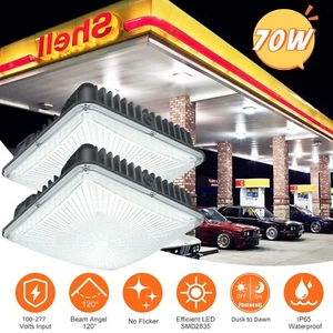 Weatherproof LED Canopy Light (70W-2Pack) for Parking Lot Corridor Street Garage - Picture 1 of 13