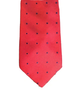 Vintage Club Room Necktie Tie Red Navy Blue Polka Dots Silk 3 1/8" - Picture 1 of 7
