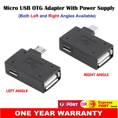 Micro USB Left Right Angle OTG Adapter w/ Power For Samsung Galaxy Note 5 4 3 AU - Image 1 of 4