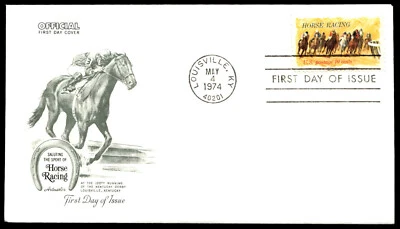 1974 Horse Racing FDC Saluting the Sport of Horse Racing Artmaster Cachet - Image 1 of 2