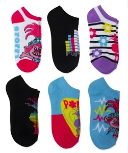 Dreamworks  NEW♈kid's 6 pairs/No show socks size L (4-10) Trolls World Tour - Picture 1 of 4