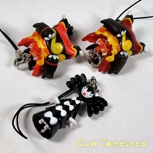 Pokemon Netsuke BW Reshiram Ed. - 3pc Set Emboar Gothitelle Cellphone Strap - Picture 1 of 2