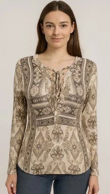 Top Free People para mujer manga larga con cordones cachemira mediano festival boho artístico Foto 1 de 4