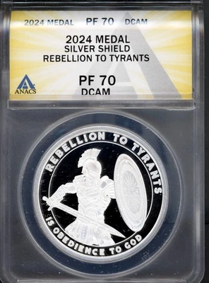 2024 Shield Medal Rebellion to Tyrants PF 70 DCAM ANACS # 7953489 + Bonus - Image 1 of 2