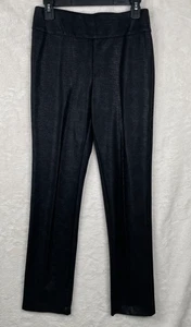Soft Surroundings Pants Faux Leather  Womens Small Black Snakeskin Print Stretch - Picture 1 of 10