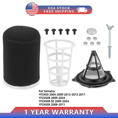 Air Filter w/ Cone Cage Guide & Bolt For Yamaha YFZ450 YFZ450X YFZ450R YFZ450RSE - Image 1 of 4
