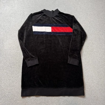 Tommy Hilfiger Suéter Deportivo Mujer Pequeño Negro Gamuza Largo Clásico Cuello Redondo Foto 1 de 4