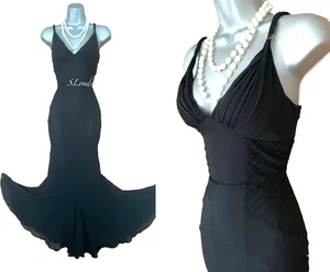 Vestido midi de cóctel estilo sirena con tirantes trenzados de seda negro KAREN MILLEN UK 10 - Imagen 1 de 14