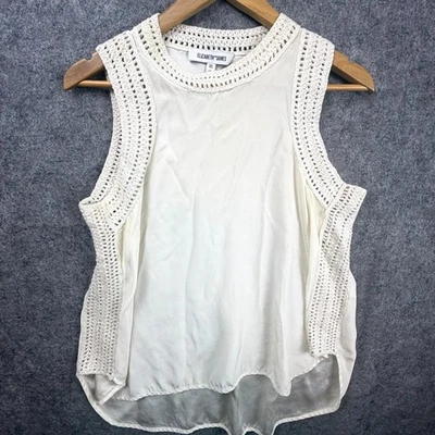 Elizabeth And James Tank Top Womens XS White Silk Crochet Boho Coastal Chic Soft - Image 1 of 4