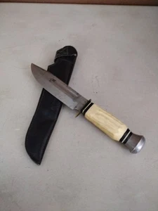 Voo's Schlieper Solingen Germany Hunting Knife Faux Stag Handle W/Sheath A12 - Picture 1 of 13