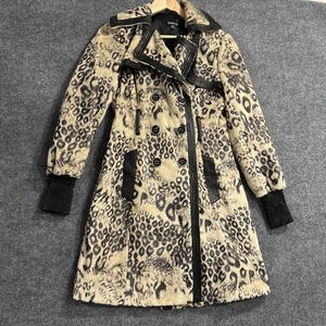 Bebe Y2k Girlie Coat Women’s XS Cheetah Mob Wive Faux Fur Long Buttons READ - Picture 1 of 16
