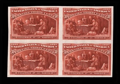 MOMEN US STAMPS #239P3 BLOCK PLATE PROOF ON INDIA VF PSE CERT LOT #94778 - Image 1 of 3