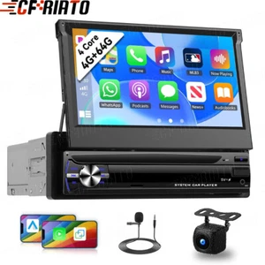 4+64G 1 DIN 7 Zoll Flip Out Autoradio Android 15.0 Carplay GPS WIFI BT FM Kamera - Bild 1 von 23
