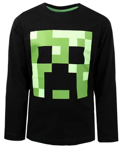 Minecraft Top für Jungen grün Creeper Alter 6-12 Langarm 100 % Baumwolle - Bild 1 von 7