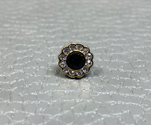 Onyx with Faux Diamonds Yellow Gold Plated Tie Tack Lapel Pin