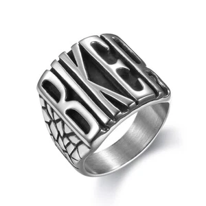 Punk Fashion Men's BIKER Words Stainless Steel Motorcycle Rings Size 7-13 - Picture 1 of 6