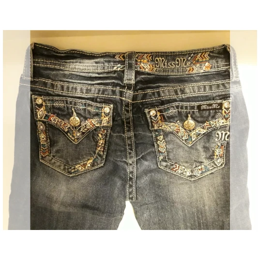 MISS ME Girls (16) Denim Embellished Capris 28" X 16" with 7" Rise Lots of BLING - Image 1 of 4