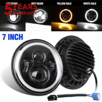 DOT Pair 7" inch Round LED Headlights Angle Eyes DRL For Dodge Dart 64-1976 D100 Foto 1 de 4