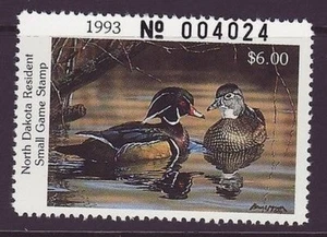 ND-12   1993  North Dakota  State Duck Stamp   DSS - Picture 1 of 1