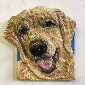 Golden Retriever Dog Ceramic Tile Handmade 3d Pet Portrait Sondra Alexander Art - Picture 1 of 4