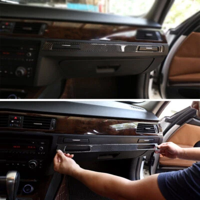 RHD M-Sport Carbon Fiber Copilot Water Cup Holder Frame Trim for BMW E90 E92 E93 - Image 1 of 4