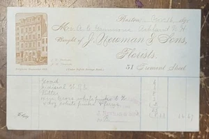 1898 Billhead Boston Massachusetts Newman & Sons Florists - Picture 1 of 1