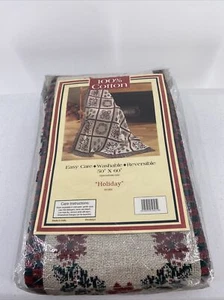 Vintage Christmas Holiday Winter Throw Blanket Reversible Santa Tree Wreath - Picture 1 of 8