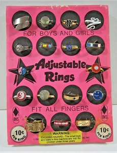Adjustable Ring Assortment Charms Toys Old Gumball Vend Machine Disp Card #312 - Picture 1 of 1