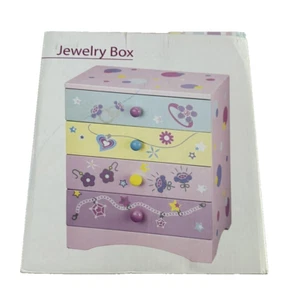 Kids Wooden Organizer~ Floral Jewelry Box for Girls ~ New in the Box - Picture 1 of 2