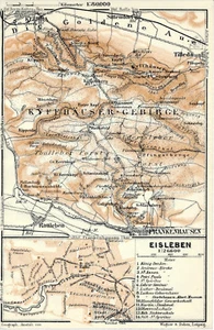 Kyffhäuser + Eisleben 1925 orig Stadtplan, Karte + Reisef. (4 S.) Frankenhausen - Picture 1 of 2