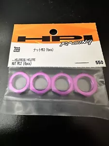 HPI HELLFIRE SS 1/8 Scale ALUMINUM WHEEL NUT (4) M12 Anodized PURPLE Z659 Rare - Picture 1 of 2