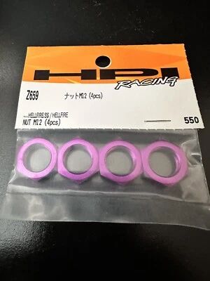 HPI HELLFIRE SS 1/8 Scale ALUMINUM WHEEL NUT (4) M12 Anodized PURPLE Z659 Rare - Image 1 of 2
