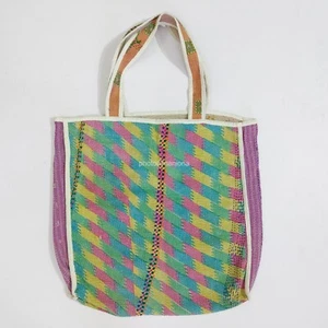 Bolsa de compras con estampado floral de algodón indio, viaje, bolso de hombro acolchado hecho a mano - Imagen 1 de 5