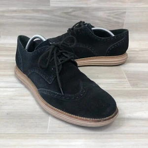 Cole Haan Lunargrand Men's 10.5 US Wingtip Derby Casual Shoes Black Suede C10229 - Picture 1 of 9