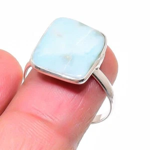 Anillo de joyería de plata de ley 925 con piedras preciosas Republic Larimar tamaño ajustable n673 - Imagen 1 de 3