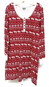 Lazy One Sz S/M Women’s Nordic Fairisle Moose Elk Christmas Womens Nightshirt - Picture 1 of 5
