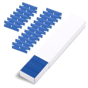 100 PCS Plastic Razor Blades Double Edges for 1.5" Plastic Scraper Tool - Blue - Picture 1 of 7