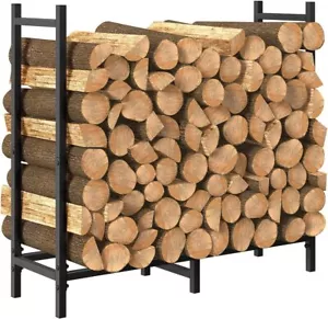 2.7ft Indoor Firewood Rack Black Firewood Log Rack Wood Storage Holder Outdoor - Picture 1 of 7