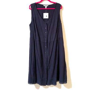 Vestido Croft & Barrow Mujer 18W Botón Crochet Encaje Dobladillo Mezcla Lino FALTA CINTURÓN Foto 1 de 4