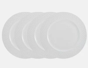 NEW Mikasa TRELLIS Set of 4 Dinner Plates 11" Bone China White MIKASA Plate New - Picture 1 of 8