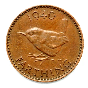 1940 Great Britain One 1 Farthing King George VI Coin, km843 🇬🇧 🩷 🚀 - Picture 1 of 6