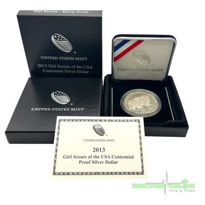 2013 Girl Scouts of the USA Centennial Proof Silver Dollar with Box & COA - Image 1 of 4
