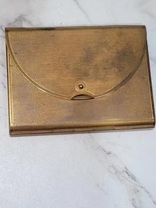 VINTAGE 1940s SIGNED COTY Envelope Compact Mirror Powder Brass - Picture 1 of 7